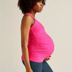 Featherweight Let It Grow Racerback Maternity Tank Top in pink